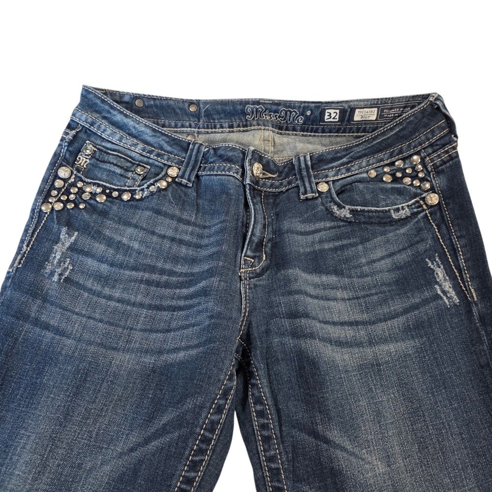 Miss Me Dark Blue Bootcut Jeans long - Picture 3 of 13